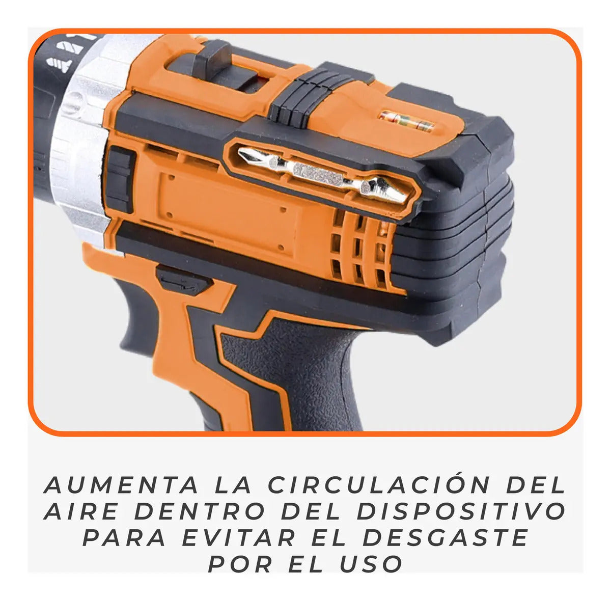 Taladro Atornillador Percutor 20v 2 Baterías Kit Completo Portatil Inalambrico Naranja