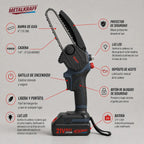 Motosierra Inalámbrica Metalkraff 21v - 2 Baterías 2 Cadenas