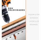 Taladro Atornillador Percutor 20v 2 Baterías Kit Completo Portatil Inalambrico Naranja