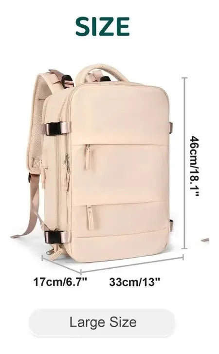 Mochila Viaje Carry On Compartimientos Usb Impermeable Viral Color Crema Diseño de la tela Liso