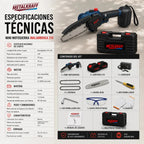 Motosierra Inalámbrica Metalkraff 21v - 2 Baterías 2 Cadenas