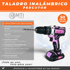 Taladro Atornillador Percutor 20v 2 Baterías Kit Completo Portatil Inalambrico Rosa